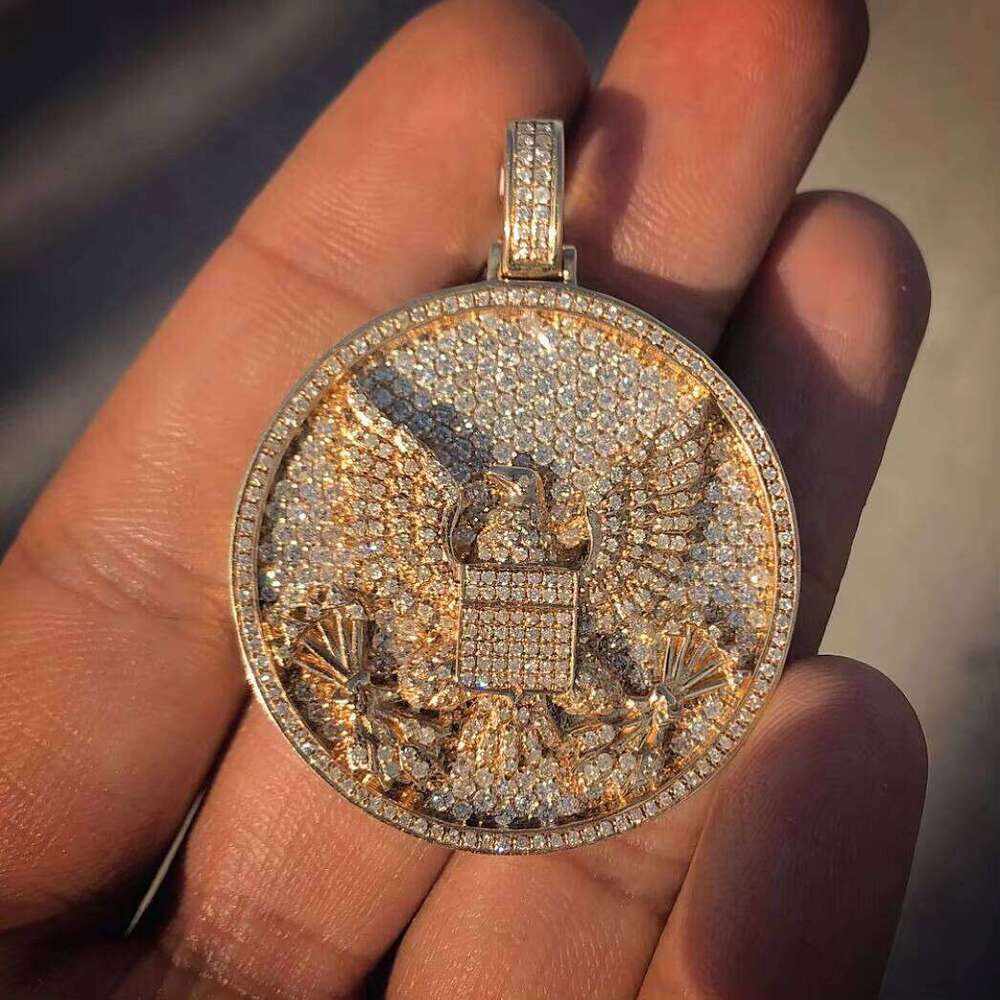 High designer's new pendant14k Gold Touch Round Two-tone Moissanite Pendant| Charm Passes the Tester