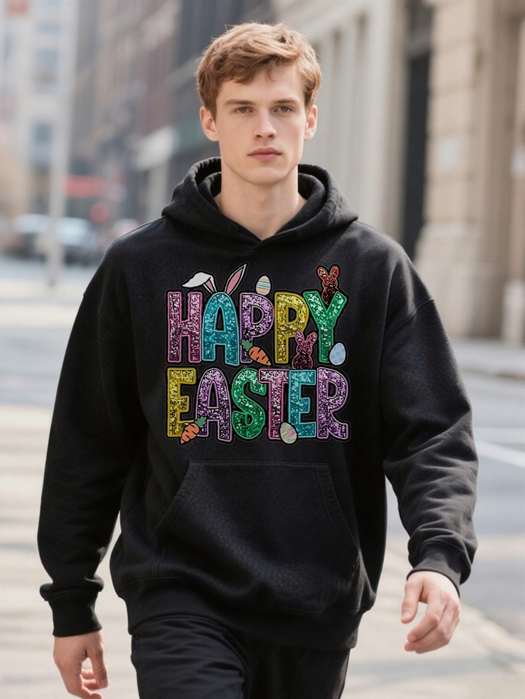 Hoodie Casual HAPPY EASER Carrot Print Pattern on Men's Gift