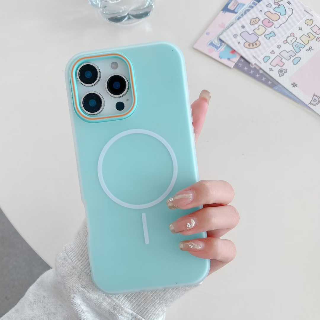 Candy Magnet Wireless Charging 2in1 Cases For Iphone 17 Air 16 Pro Max 15 Plus 14 13 12 Colorful Jelly Hard PC Soft TPU 2in1 Hybrid Layer Magnetic Fro