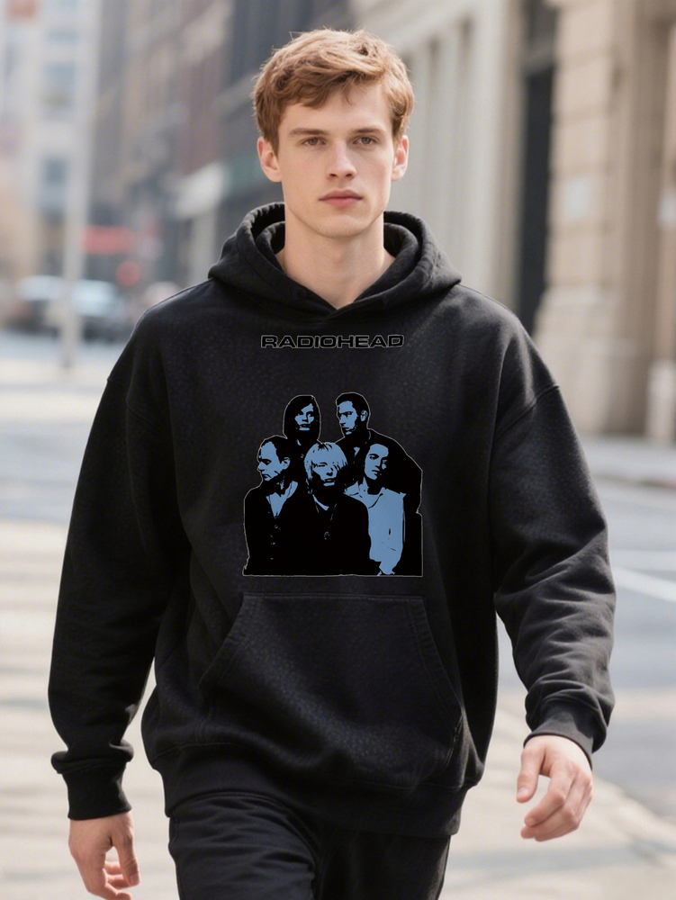 Casual Crew RADIOHEAD with Five Hoodie Figures Black Regular Fit Men's Gift Music Fan Apparel