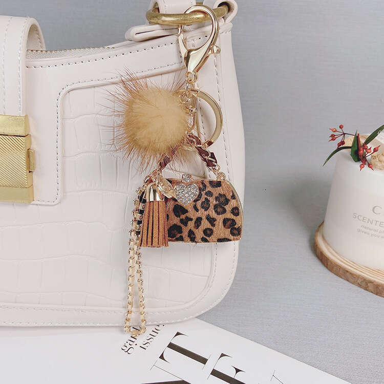 Autumn and Winter Creative Leopard Print Horsehair Women's Accessories Personalized Plush Bag Pendant Keychain