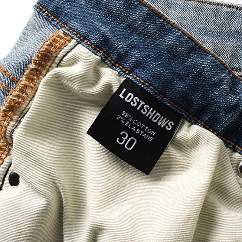 Men's Jeans Fall LOST SHDWS Fashion All-match Men Women Micro Flared Stretch Color Embroidery Flower Logo Lostshdws Trousers