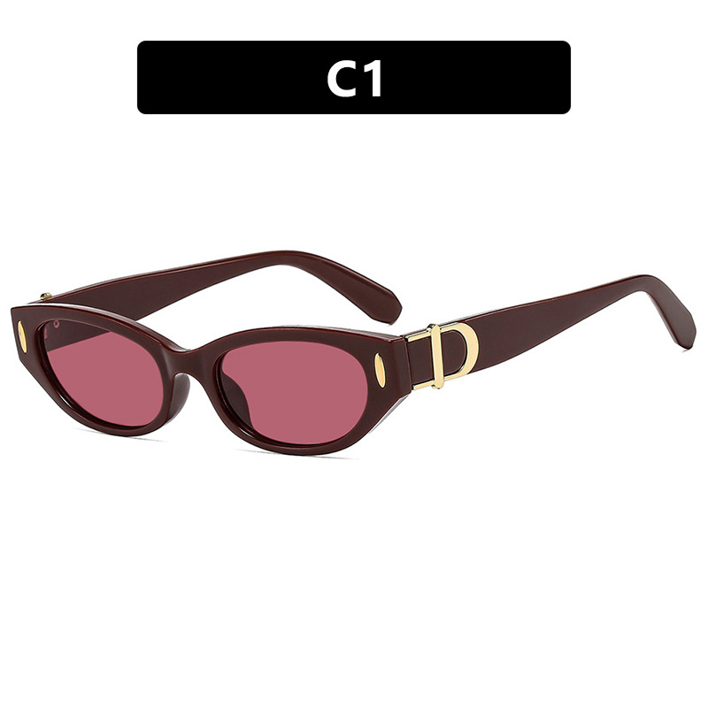 2025 New Arrival Women Small Frame Cat Eye Sunglasses with Rhinestone Accents Trendy European American Street Style UV Protective Sunnies