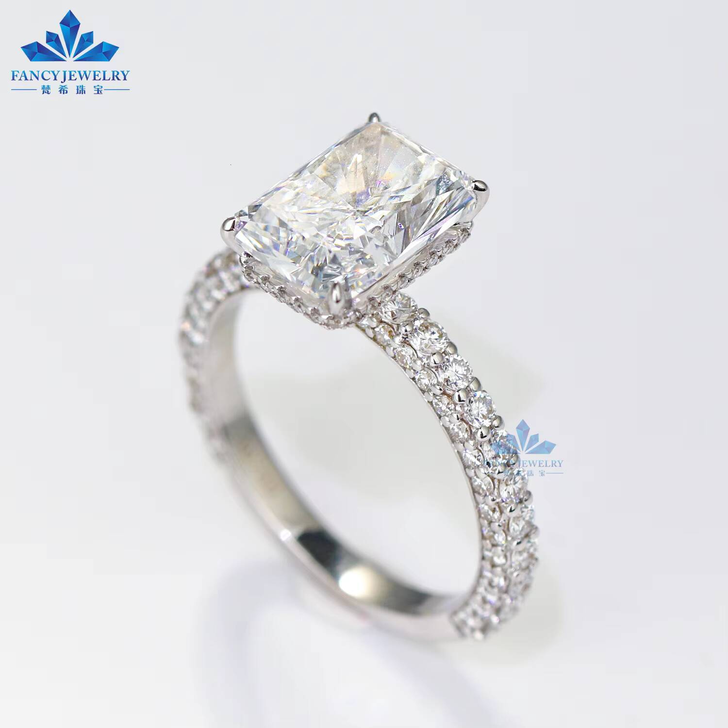 14K White Gold Diamond Wedding Ring 3Carat D VS1 IGI Certified Radiant Cut Diamond Ring Lab Grown Diamond Jewelry Rings