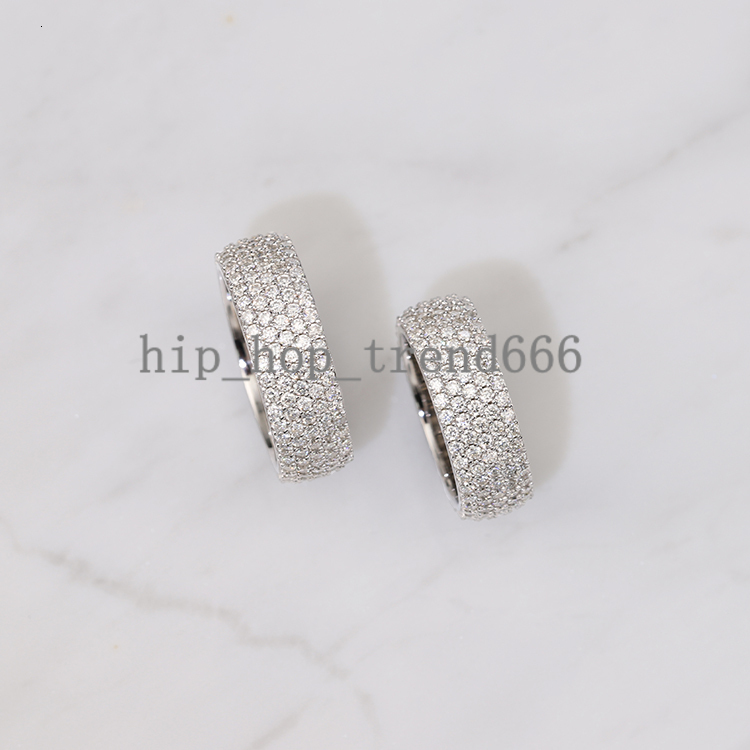 Wholesale Price 4-5 Rows Moissanite Ring Ice Out Round Cut VVS Moissanite 925 Silver Rings Jewelry for Hip Hop Rapper