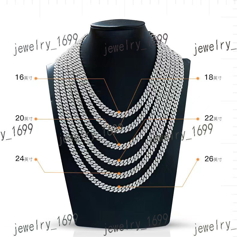 2025Redleaf Wholesale Price Miami Hiphop Mossanite Cuban Necklace 6mm 8mm 10mm 12mm 14mm 925 Silver Moissanite Cuban Link Chain