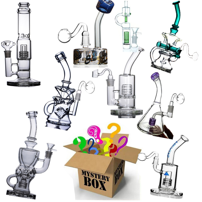 Mystery Box Multi Styles glass bongs water pipes Bubbler Hookahs Recycler Oil Bong Smoking