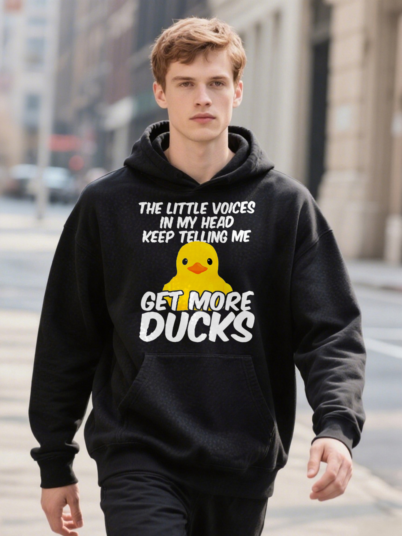 Hoodie Quirky Ee Little Yellow Duck Print Cartoon Men's Fashion GE MORE DUCKS