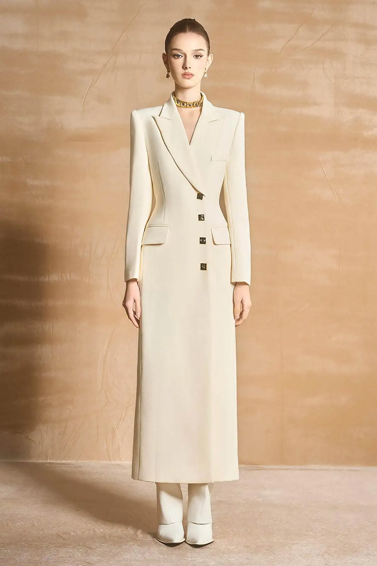 Elegant Women Long Jacket Double Breasted Custom Made Slim Fit Mother Of Bride Blazer Graduation Ceremony Attire Wear One Piece