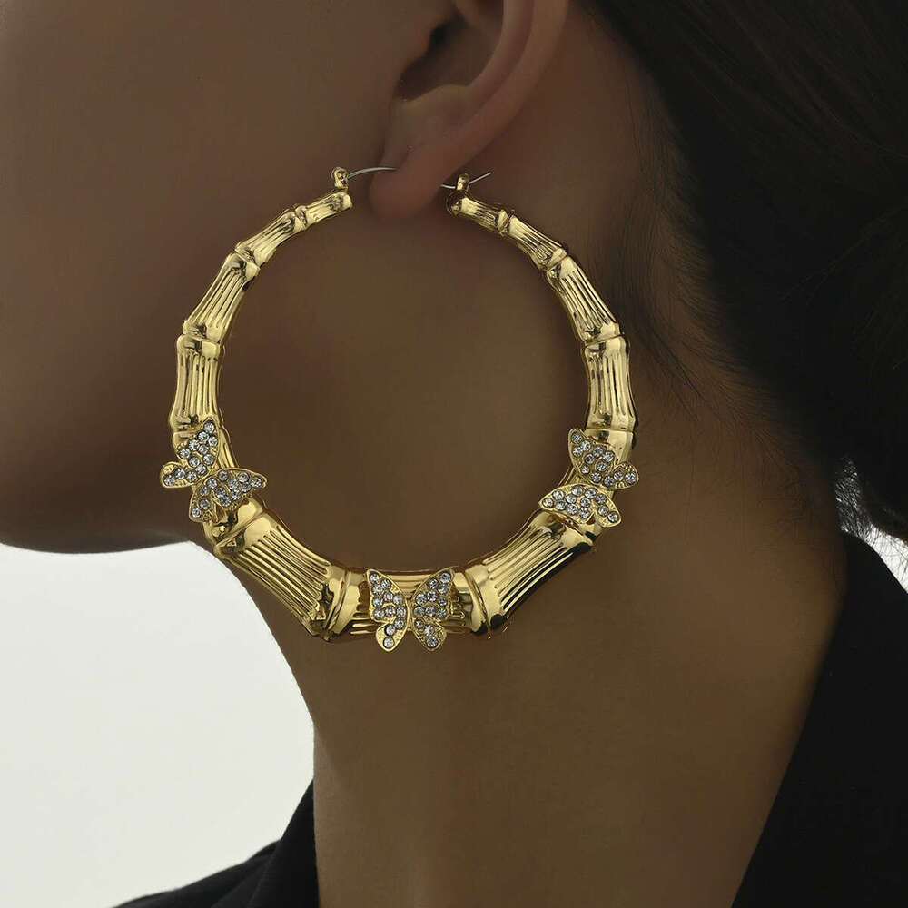 Women's Niche Butterfly Large Hoop Design Stud Versatile Elegant Earrings