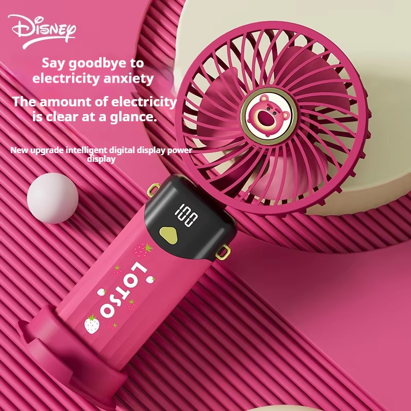 Disney Mini Handheld Fan with LED Display F601 Ultra-Long Battery Life Portable Fan with Multiple Speed Settings and Smartphone Holder Winnie the Pooh