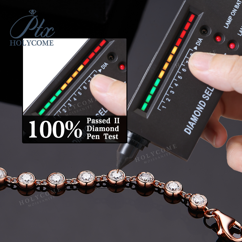 Luxury Sparkling 3mm Bezel Moissanite 925 Sterling Silver Women's Necklace Bracelet 18K Gold Plated Bling Tennis Chain Fashionable Jewelry Gift