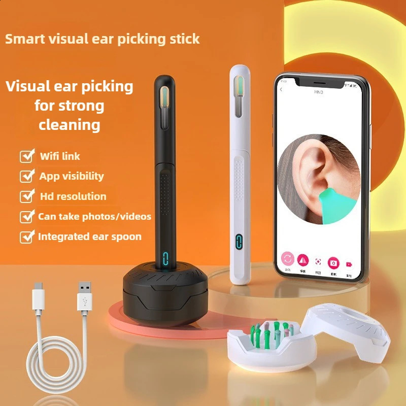 Ear Cleaner with camera Set Ear Sticks Otoscope USB C Charging Endoscope Wax Removal Tool Earpick MIni Camera Ear Cleaning Set 250814
