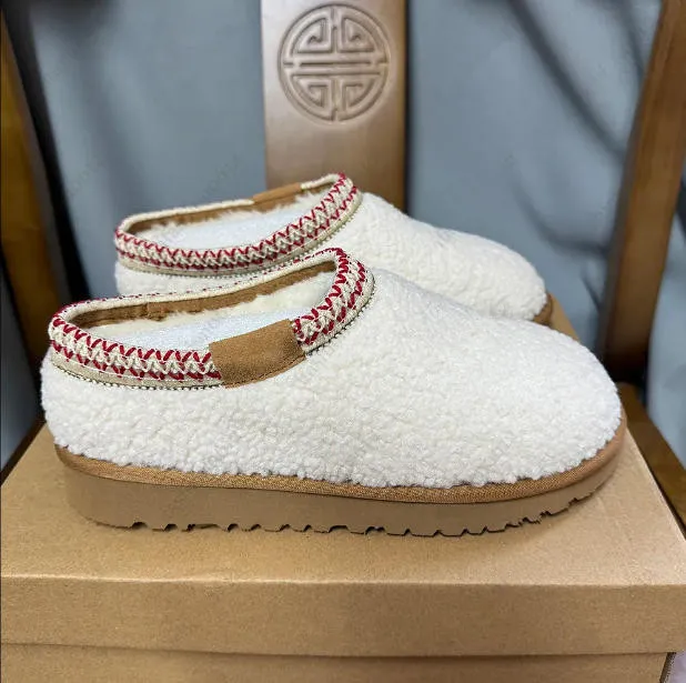 Slippers Booties tasman Mustard Seed Chestnut Fur Slides Sheepskin Shearling Tazz Classic Ultra Mini Platform Boot Winter Mules Women Men Suede Upper Wool boot