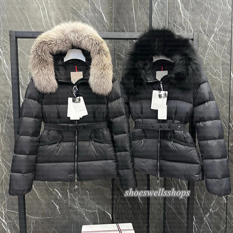 Womans coat designer women jacket winter boed short down jackets fur coats real raccoon hair collar Puffer jacket women parkas with belt lady cotton coat outerwear 68
