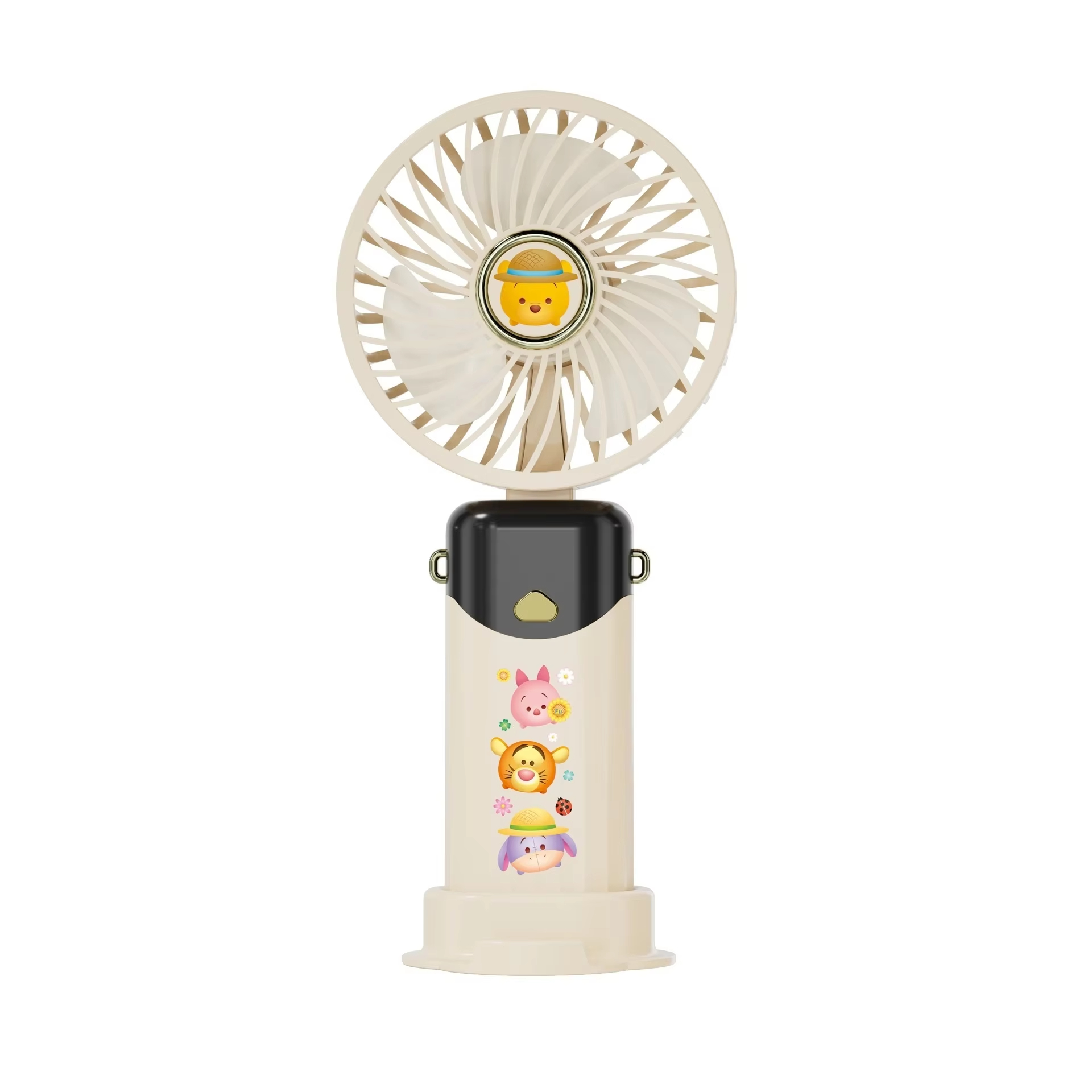 Disney Mini Handheld Fan with LED Display F601 Ultra-Long Battery Life Portable Fan with Multiple Speed Settings and Smartphone Holder Winnie the Pooh