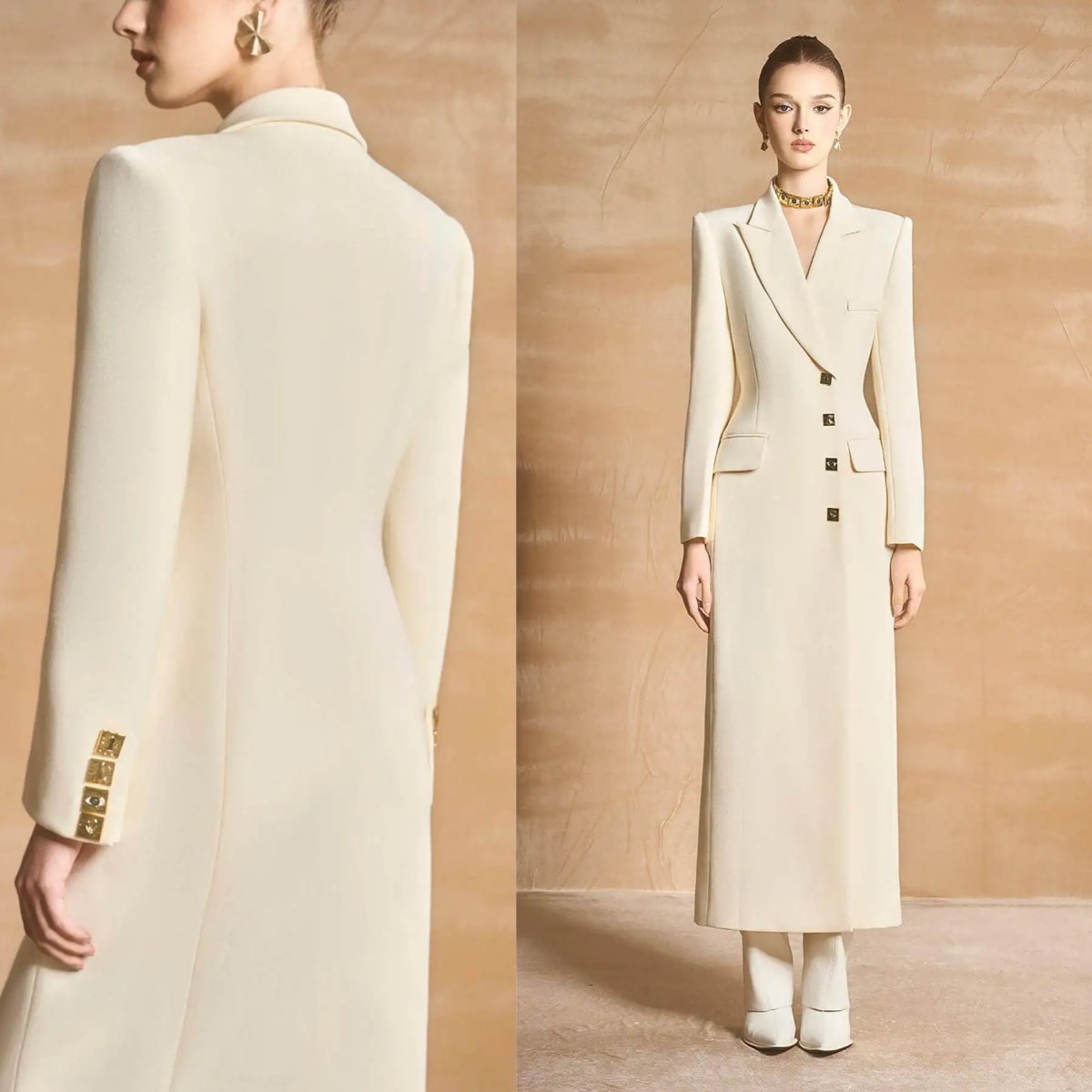 Elegant Women Long Jacket Double Breasted Custom Made Slim Fit Mother Of Bride Blazer Graduation Ceremony Attire Wear One Piece