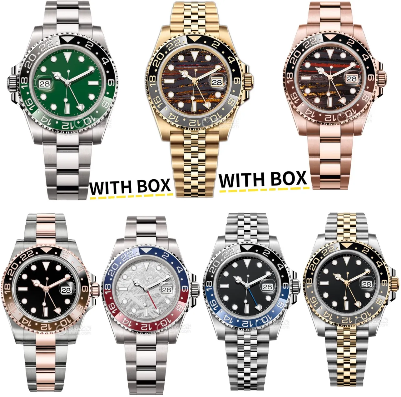 Designer men's watch, ceramic rim 40mm folding buckle 316 fine steel fully automatic mechanical movement men's sports watch The GMT hand can be adjusted independently.