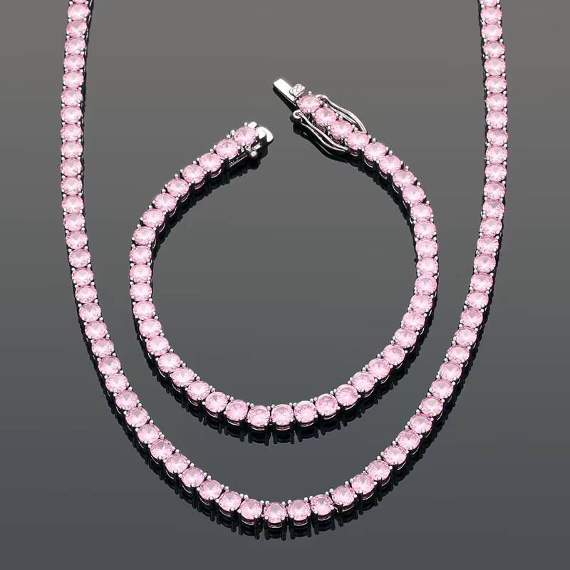 Wholesale high quality luxury ice type moissanite hip hop tennis necklace and bracelet, unisex