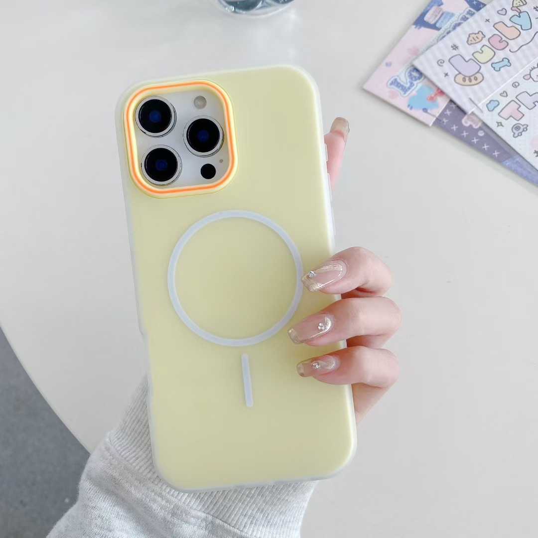 Candy Magnet Wireless Charging 2in1 Cases For Iphone 17 Air 16 Pro Max 15 Plus 14 13 12 Colorful Jelly Hard PC Soft TPU 2in1 Hybrid Layer Magnetic Fro