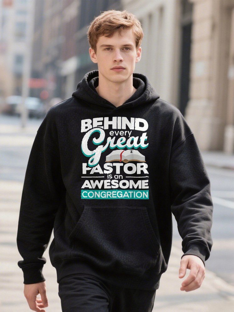 Men S Plus Size Cotton Behind Every Great Fasor Is Hoodie An Awesome Congregation Graphic Print Casual