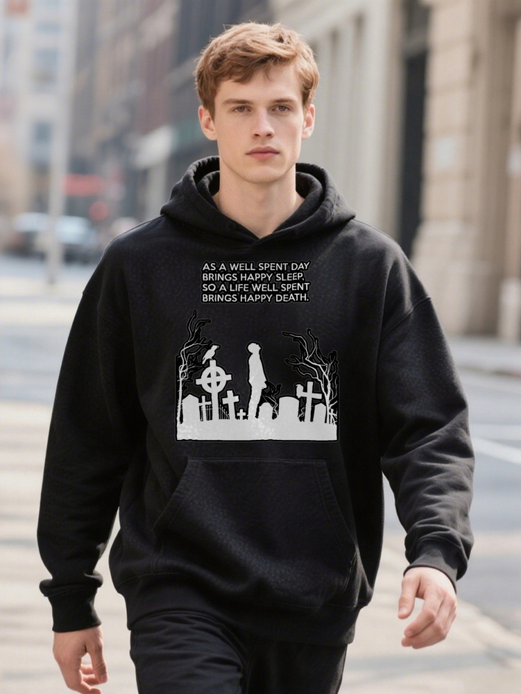 S Casual Versatile Hoodie with Graphic Print of ext Graveyard Suitable As a Gift for Men 8c04c cb29a