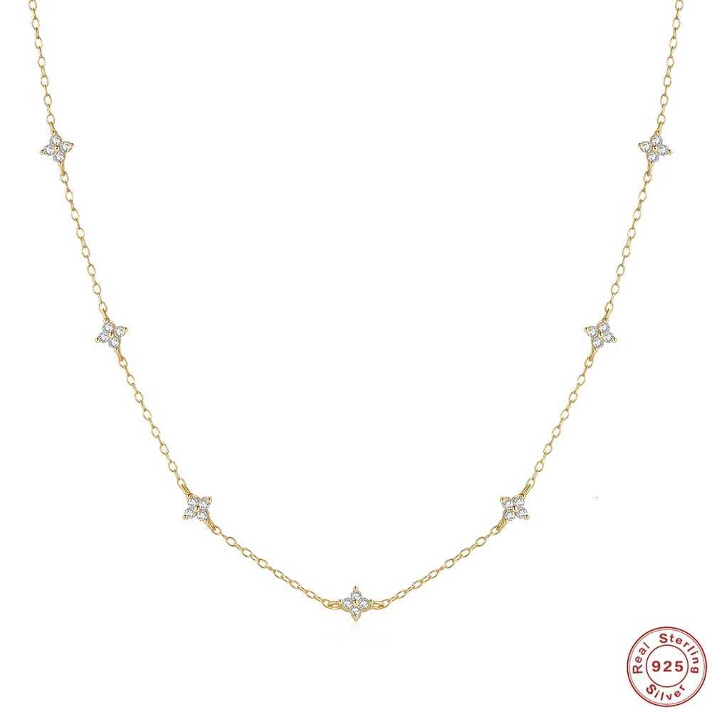925 Sterling Silver Stacking Choker Chain Women Dainty Flower Zircon Necklace Geometry Korean Clavicle Neck Jewelry Gifts W250816
