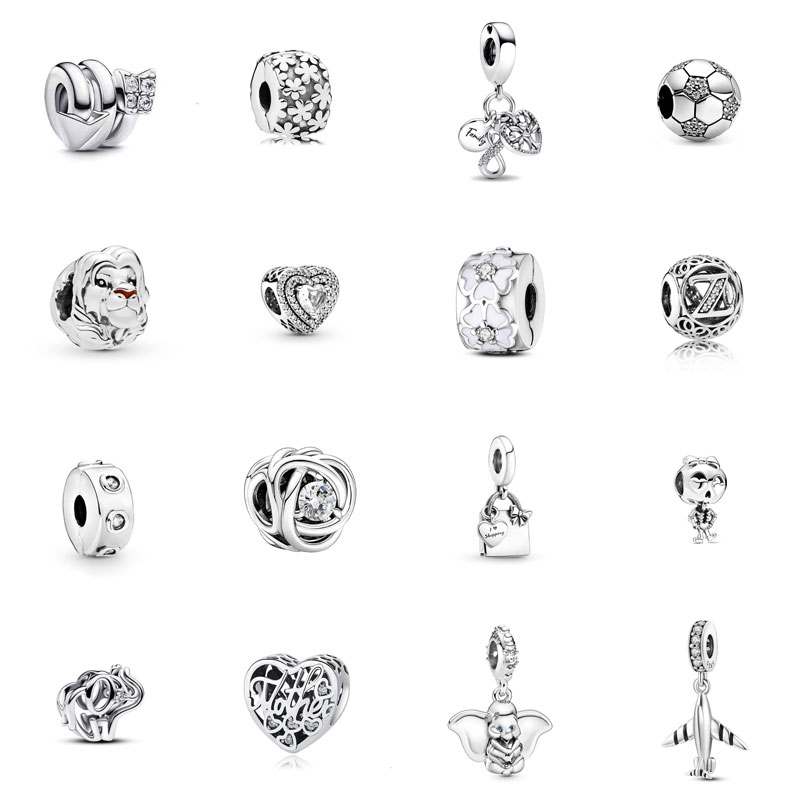 Silver S925 Designer Charm Flower Love Football Lion Hanging Bead Bag Elephant Plane Pendant Suitable Bracelet DIY Accessories Jewelry Free Shipping