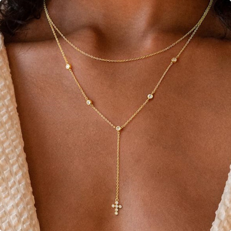 2025 New Arrival Women Niche Designed Y Shaped Cross Pendant Necklace Trendy Unique Jewelry