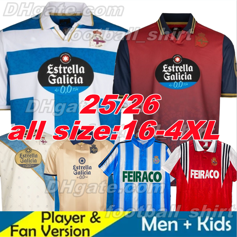 4XL 25 26 Deportivo de La CoruNa retro Soccer Jerseys 94 95 97 98 99 00 01 03 04 Retro SCALONI MAKAAY DJALMINHA YEREMAY Deportivo La Coruna Football Shirts men kids kit