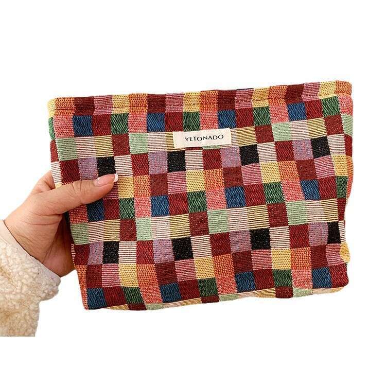 2024 New Small Travel Makeup Bag for Women, Sanitary Napkin Storage Lipstick Inner Portable Toiletry Bag, Plaid