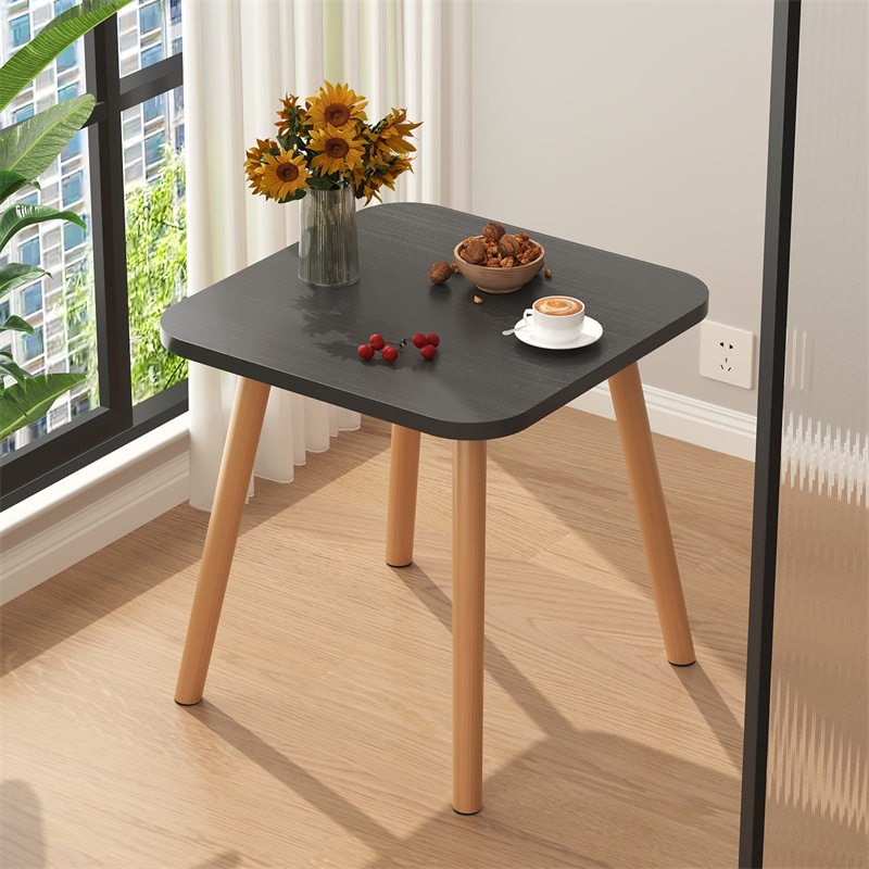M8165 Small apartment simple square solid wood legs balcony tea table sofa side table