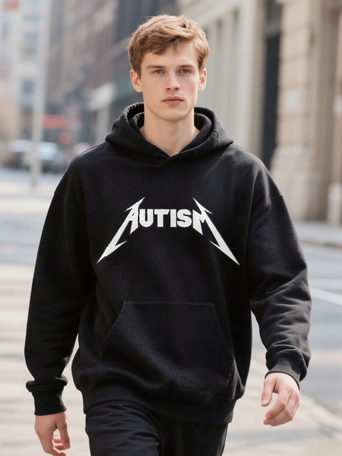Hoodie Dark Blue Autism Awareness Men's Crew Comfortable Breathable For Casual Attire Everyday