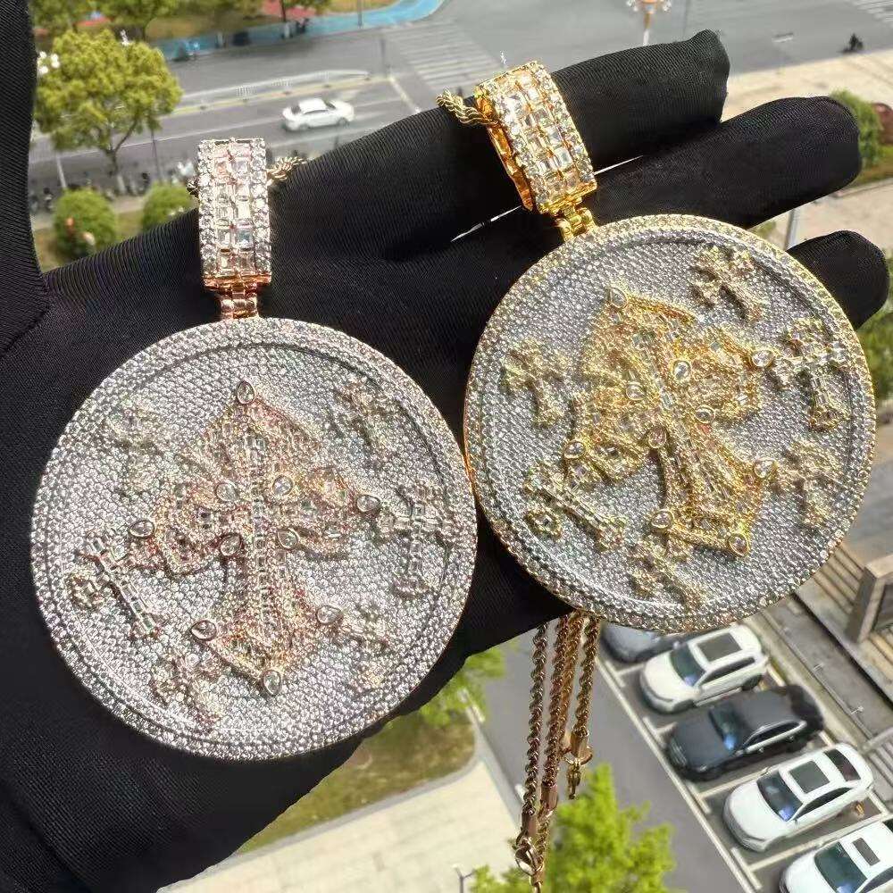 High designer's new pendant14k Gold Touch Round Two-tone Moissanite Pendant| Charm Passes the Tester