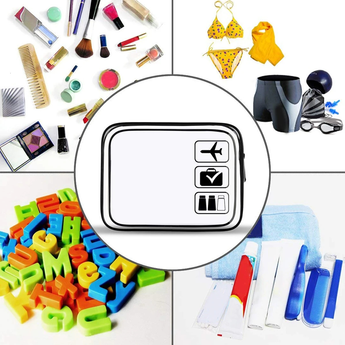 Clear Makeup Bag with Zippers Transparent Organizer Cosmetic Bags for Vacation Business Trip Airport Bathroom,Portable skincare storage and grooming b