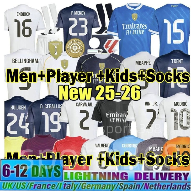 2025 2026 TRENT MBAPPE BELLINGHAM MODRIC VINI JR football shirt soccer jerseys Real MARCELO ALABA RODRYGO VALVERDE RUDIGER MadriDS 2024-25-26 men kids kit Camiseta