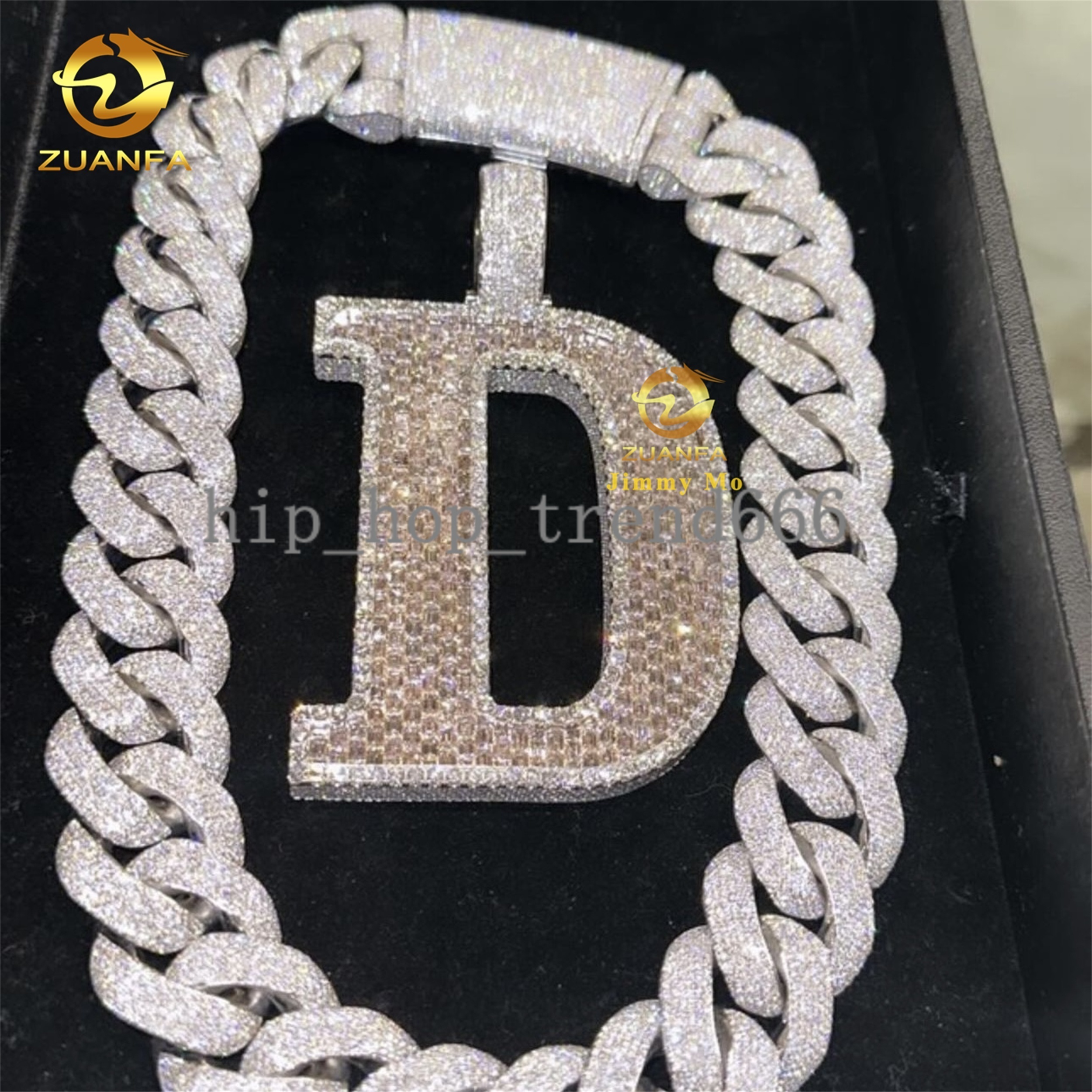 Customization Rapper Luxury Jewelry 925 Silver Iced Out Fully 3D VVS1 Baguette moissanite Diamond Hip Hop Initial D Letter Pendant Man