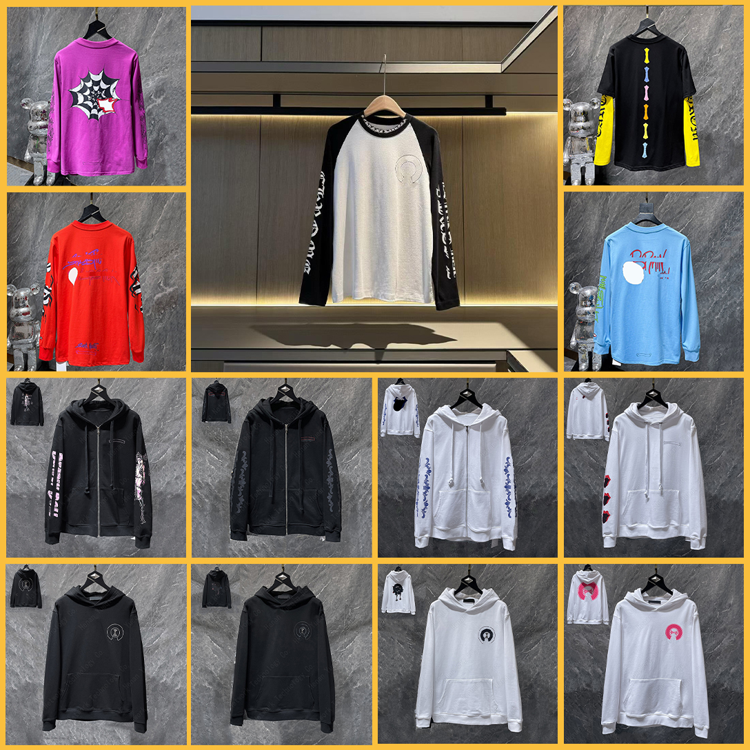 Fashion Chrome Hoodie Designer Hoodies Sweatshirts Hip Hop Men Jackets Long Sleeves Jacket Loose Outwear Coats Hoody Mens Woman Streetwear zip up hoodie