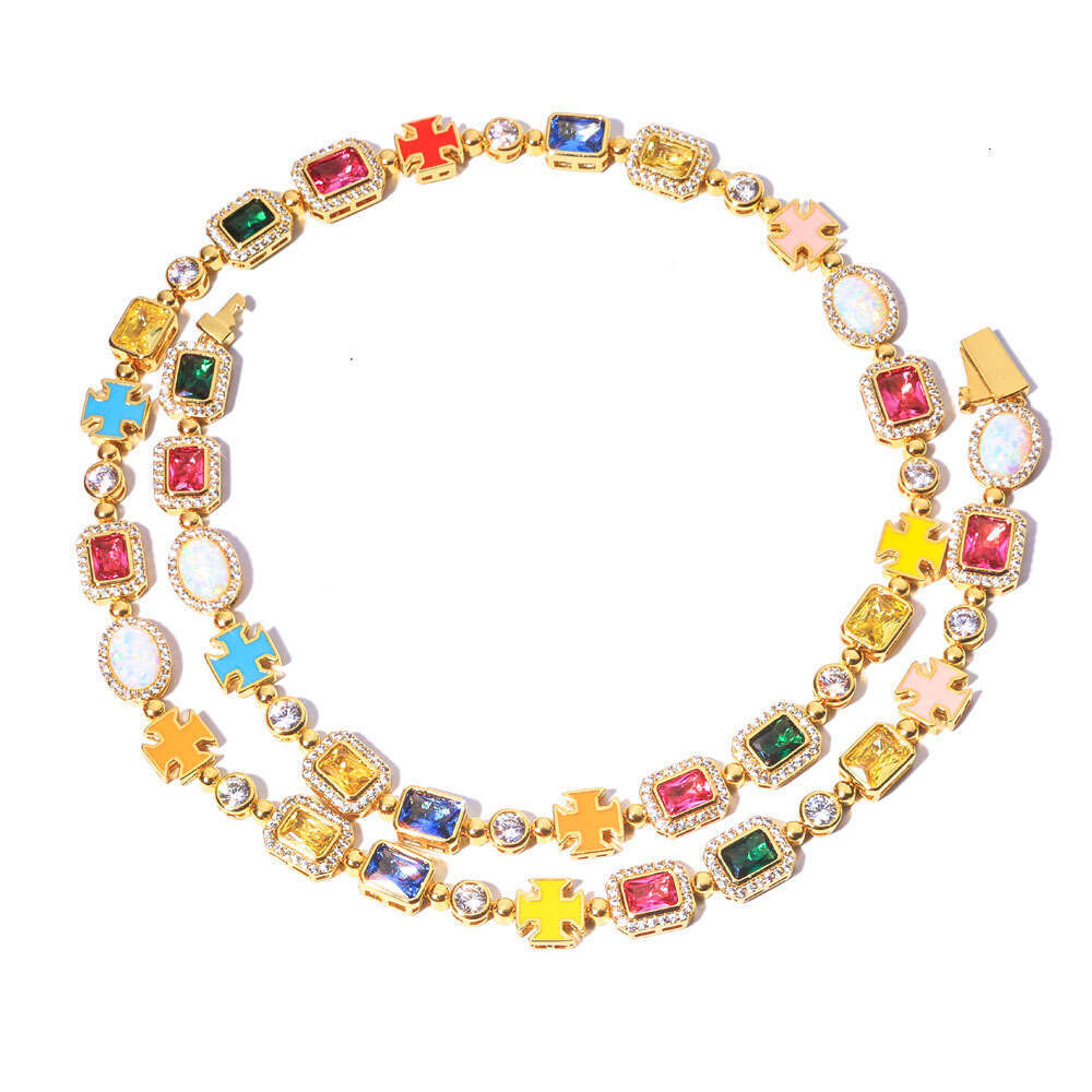 Hip Hop Colorful Women's Jewelry High-end Zircon Men's Necklace