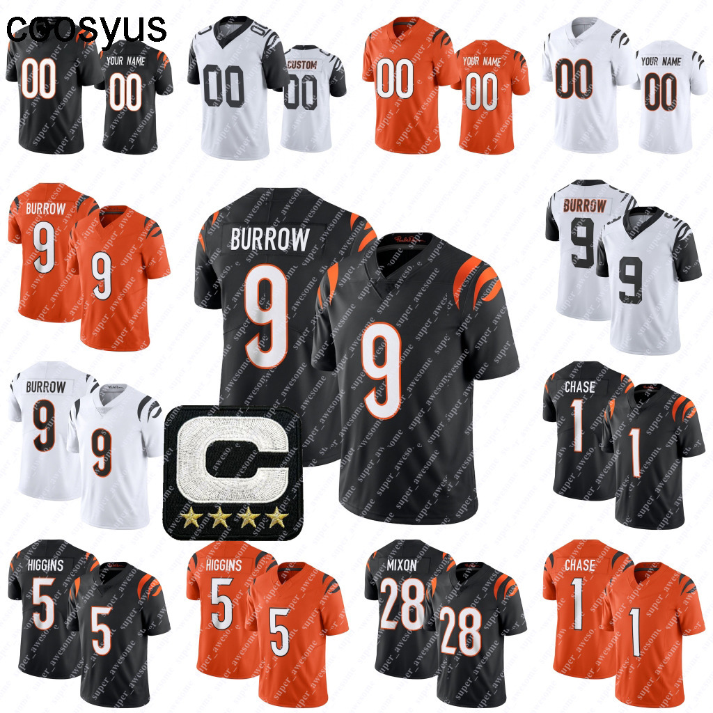 Joe Burrow Football Jersey JaMarr Chase Tee Higgins Sam Hubbard Andrei Iosivas Chase Brown Myles Murphy Cam Taylor-Britt Evan McPherson Trenton Irwin Drew Sample
