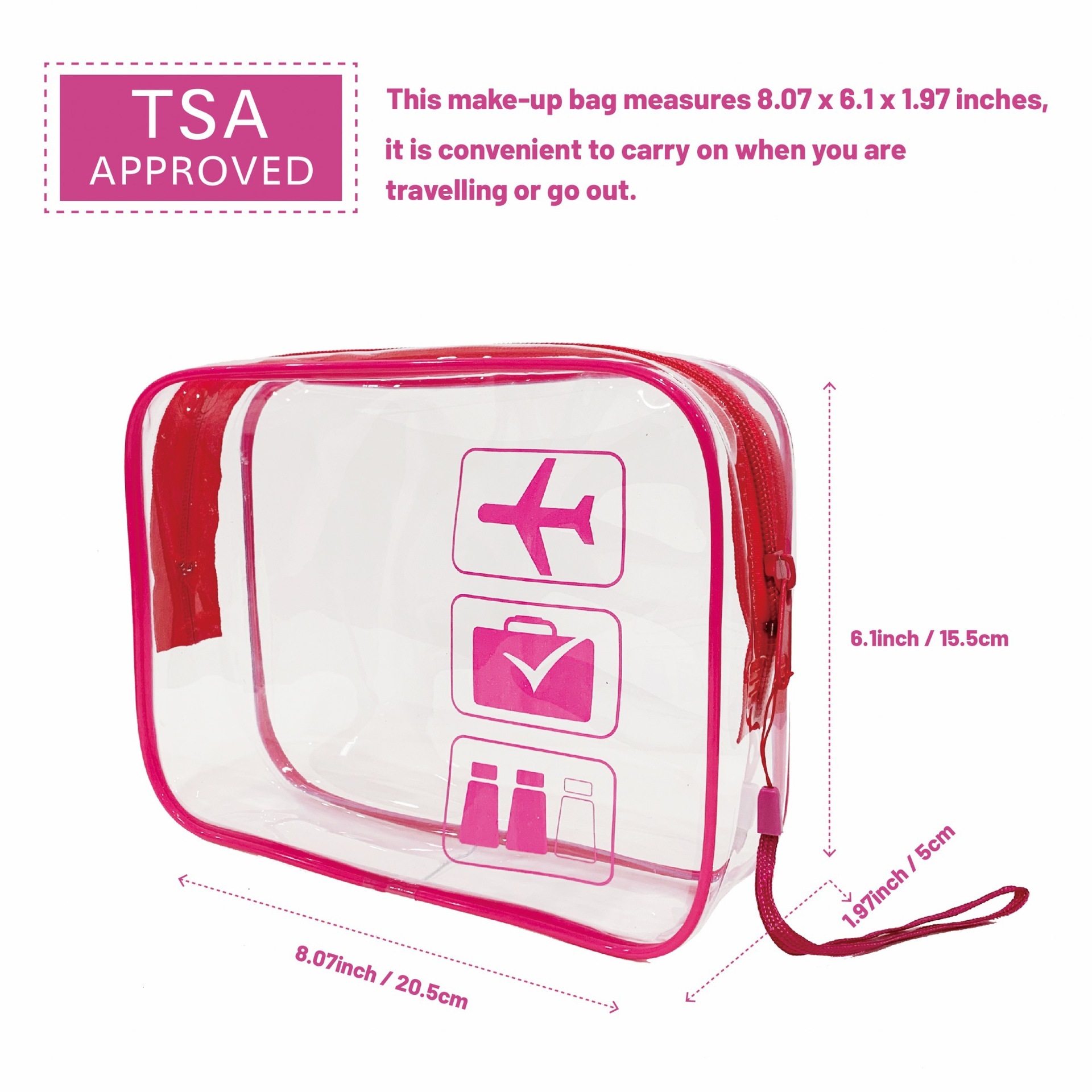 Clear Makeup Bag with Zippers Transparent Organizer Cosmetic Bags for Vacation Business Trip Airport Bathroom,Portable skincare storage and grooming b