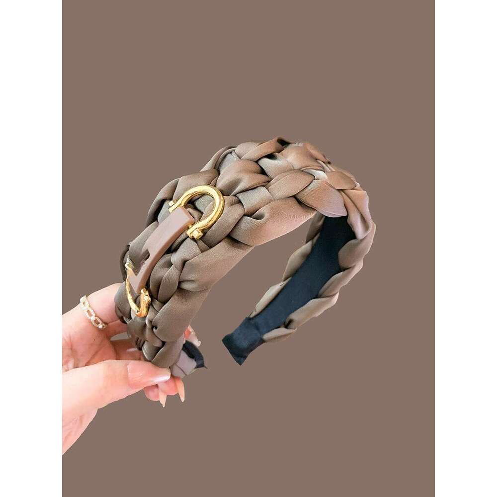 headband French Style High-End Wide Headband for Women 2025 New Braided Hairband Exquisite High-Fashion Face-Slimming Hair Clip