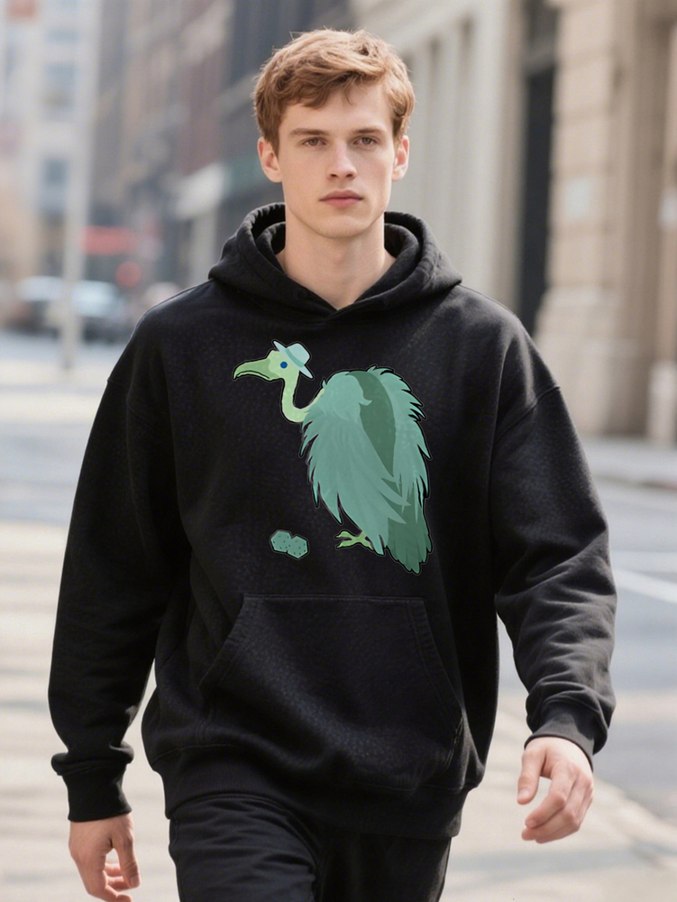 Men Hoodie S Casual Versatile Anthropomorphic Bird Print with Light Blue Hat Graphic Soft Blend