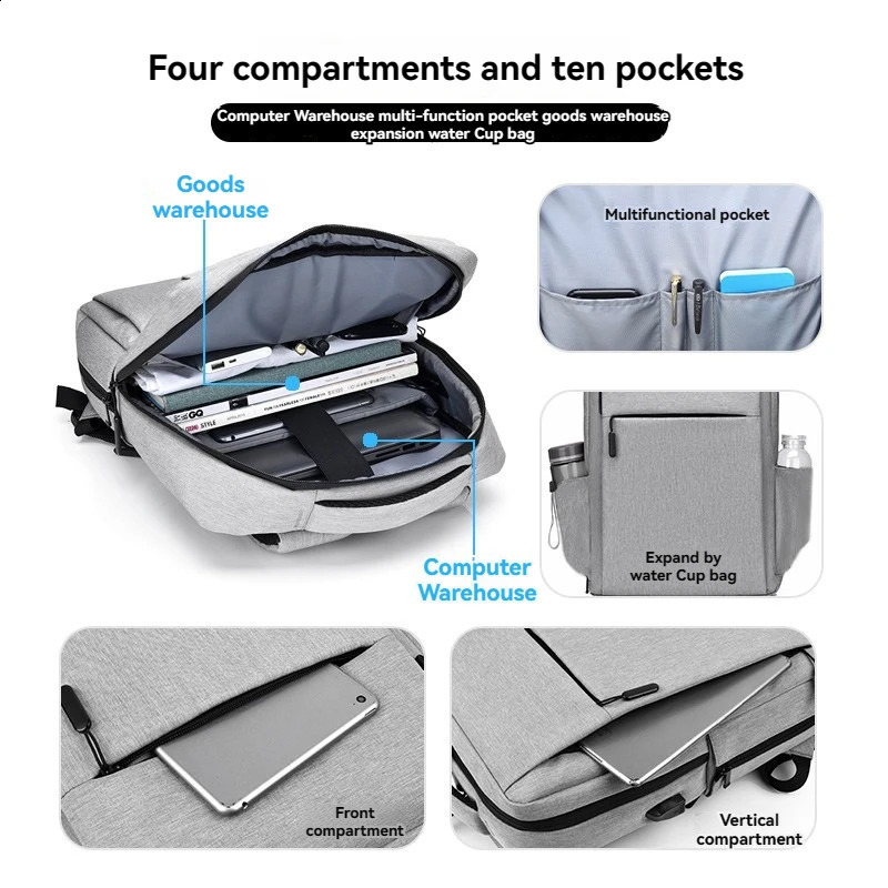 40L Laptop Backpack Durable 17 Inch for Men Women with USB Charger Port Luggage Sleeve Sturdy College Rucksack Bag For Macbook 250815