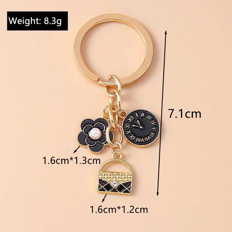Fashion Enamel Simulation Handbag Keychain Clock Key Ring for Women Girls Handbag Pendant DIY Jewelry Gifts Z250816