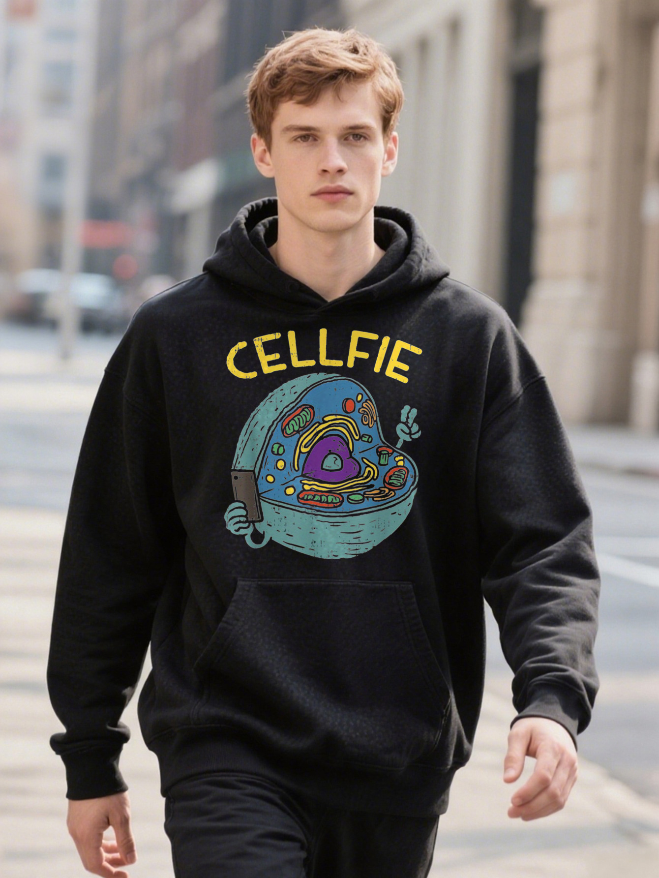 Vibrant Cell Fie Funny Science Biology Graphic Ee Soft Breathable Hoodie Comfort Fit Versatile Athletic Style