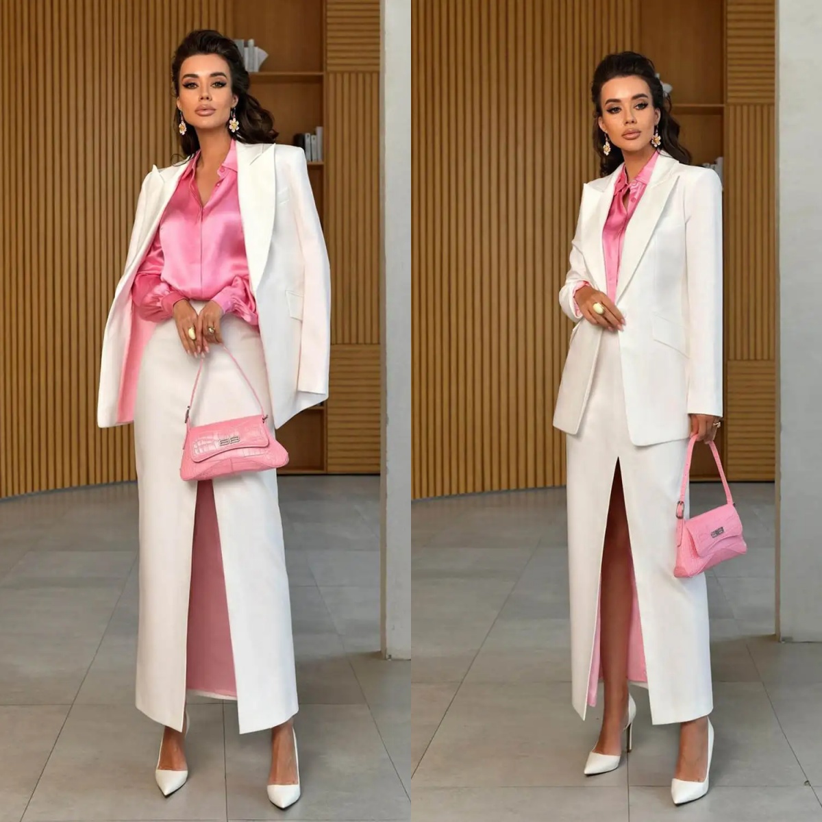 Formal Women Skirts Suits 2 Pieces Custom Made Pink Lining Mother Of Bride Blazer Jacket Guest Wear Dress Sets