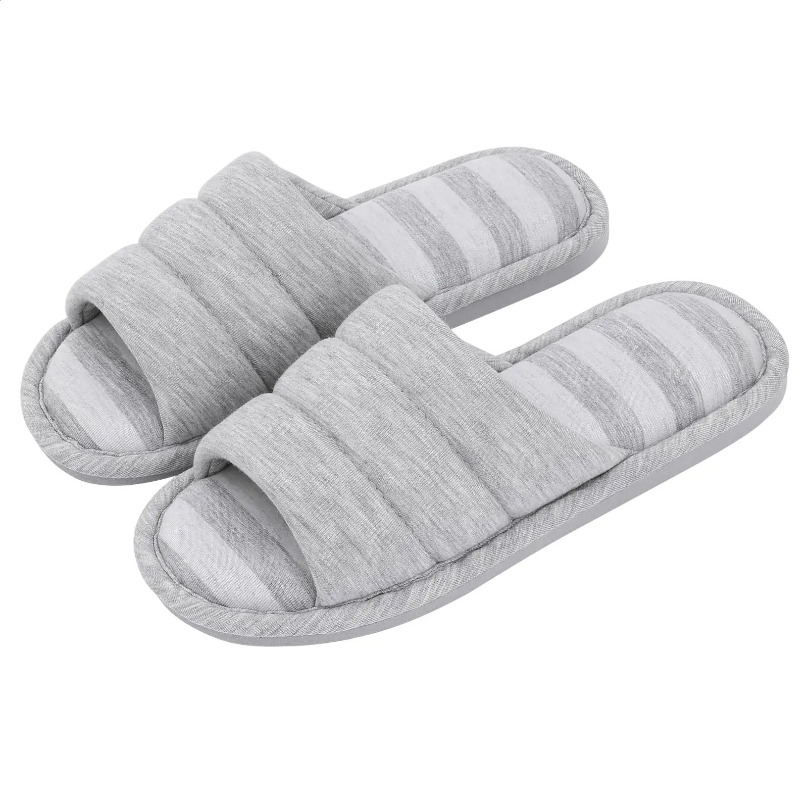 Evshine Indoor Flat House Slippers Soft Memory Foam Women Bedroom Slides Stripe Women Cotton Shoe Women Open Toe Slippers 250815