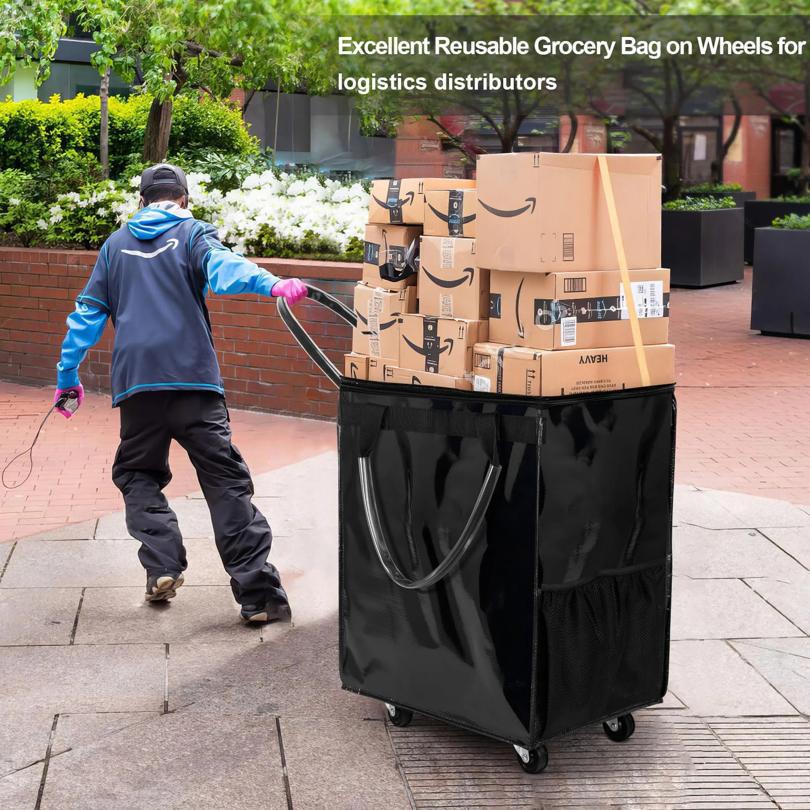 1PCS Large Capacity Organiser Foldable Rolling Shopping with Wheels Reusable Bag Zipper 250815