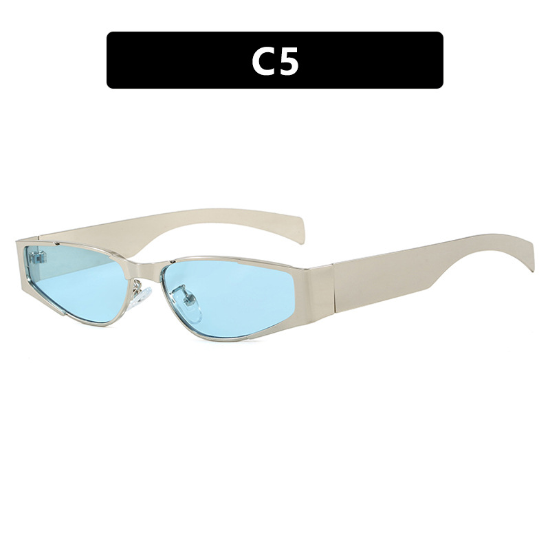 2025 New Arrival Women Slim Metal Frame Hip Hop Sunglasses Influencer Favorite Unique Street Style UV Protective Sunnies